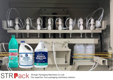 خط تعبئة وتغطية أوتوماتيكي لمطهر مبيض مضاد للتآكل سعة جالون